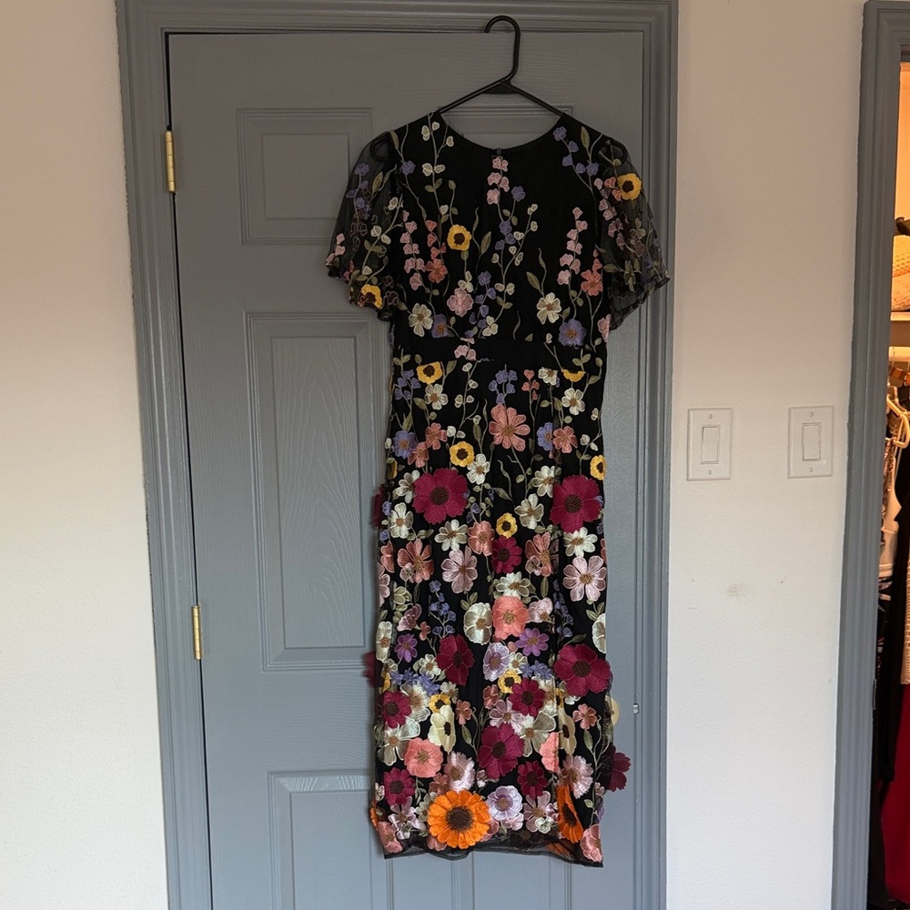 Floral Embroidered Black Dress